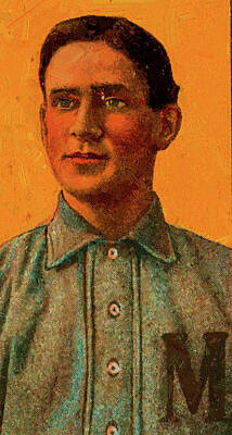 Baseball Paintings - Baseball Game Cards of Piedmont Shad Barry Oil Painting  by Celestial Images