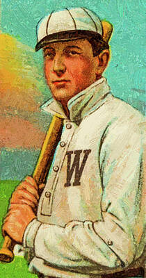 Sports Paintings - Baseball Game Cards of Piedmont Wid Conroy With Bat Oil Painting  by Celestial Images