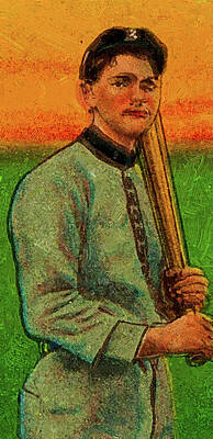 Baseball Paintings - Baseball Game Cards of Piedmont Zach Wheat Oil Painting  by Celestial Images