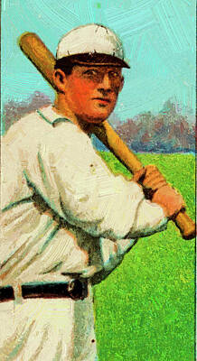 Baseball Royalty-Free and Rights-Managed Images - Baseball Game Cards of Sweet Caporal Cy Seymour Batting Oil Painting  by Celestial Images