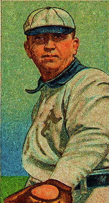 Sports Paintings - Baseball Game Cards of Sweet Caporal Cy Young Glove Shows Oil Painting  by Celestial Images