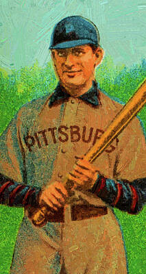 Sports Paintings - Baseball Game Cards of Sweet Caporal Fred Clarke Oil Painting  by Celestial Images
