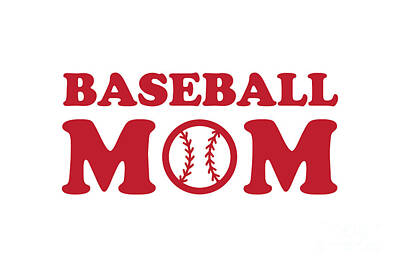 Baseball Digital Art - Baseball Mom Red by College Mascot Designs