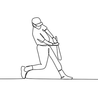 Baseball Royalty-Free and Rights-Managed Images - Baseball Player One Line Drawing_3792074 by Celestial Images