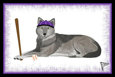 Baseball Digital Art - Baseball Wolf Purple by College Mascot Designs