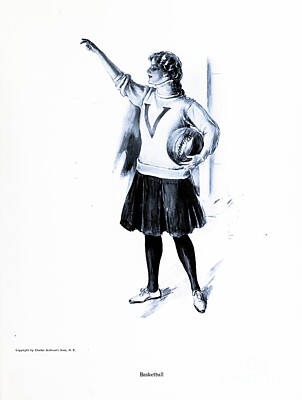 Sports Drawings - Basketball i4 by Historic Illustrations