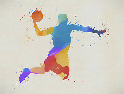 Aromatherapy Oils Royalty Free Images - Basketball Player Action Painting Royalty-Free Image by Dan Sproul