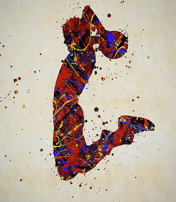 Sports Paintings - Basketball Player Dunking Paint Splash by Dan Sproul