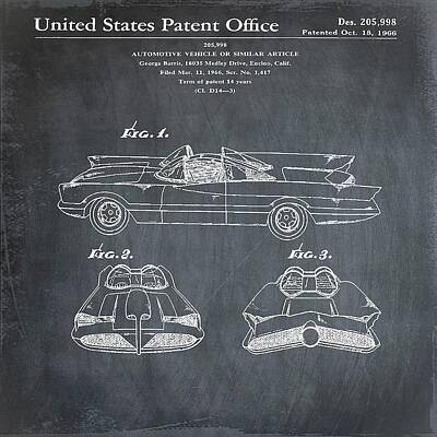 Transportation Royalty-Free and Rights-Managed Images - Batmobile Patent 1966 In Chalk Bill Cannon by Car Lover