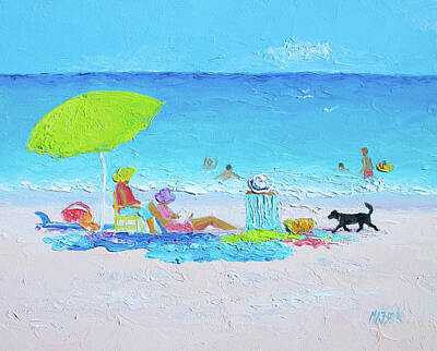 Impressionism Painting Royalty Free Images - Beach painting - Lazy Beach Day Royalty-Free Image by Jan Matson