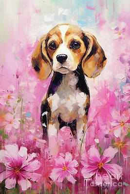 Royalty-Free and Rights-Managed Images - Beagle In The Daisies by Tina LeCour