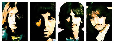 Portraits Royalty-Free and Rights-Managed Images - Beatles portrait painting Lennon, McCartney, Harrison and Starr by Artista Fratta