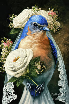 Birds Digital Art Rights Managed Images - Beautiful Bluebird Bride Royalty-Free Image by Tina LeCour