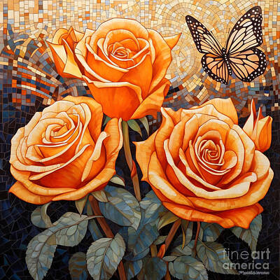 Floral Digital Art - Beautiful Bouquet of Orange Roses by Iyanuoluwa Akojiyan