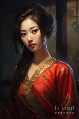 Surrealism Royalty Free Images - beautiful  Chinese  woman  best  quality  master piece  by Asar Studios Royalty-Free Image by Celestial Images