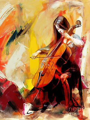 Musician Royalty-Free and Rights-Managed Images - Beautiful Female Musician art 45nn by Gull G