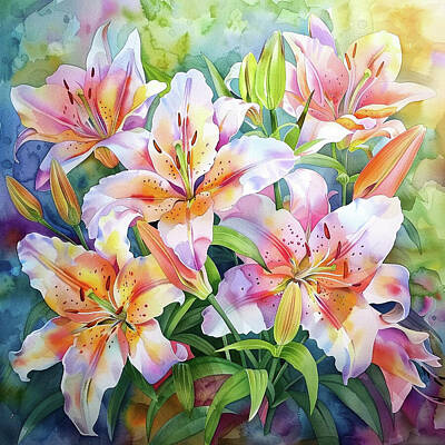 Lilies Royalty-Free and Rights-Managed Images - Beautiful Lilies Art Print 4 by Jose Alberto