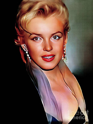 Actors Paintings - Beautiful Marilyn Monroe Portrait  by Gull G