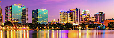 Cities Photos - Beautiful Orlando Cityscape Panorama Sunset by Gregory Ballos