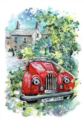 The Dream Cat - Beautiful Red Car In Mousehole by Miki De Goodaboom