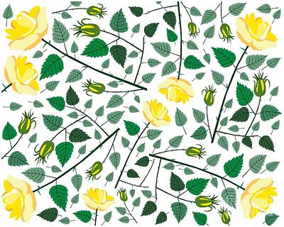 Roses Drawings - Beautiful Yellow Roses Background by Iam Nee