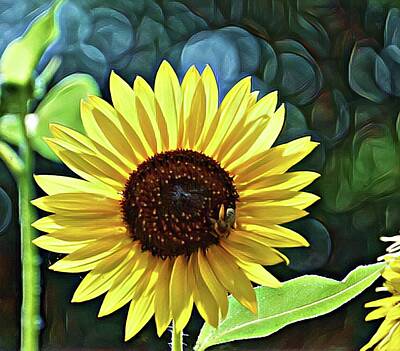 Mother And Child Paintings - Bee My Sunflower 2 by Maria Faria Rodrigues