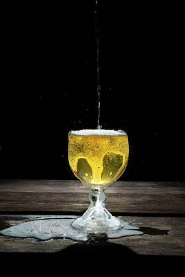 Beer Photos - Beer lite up in a fishbowl by Dan Friend