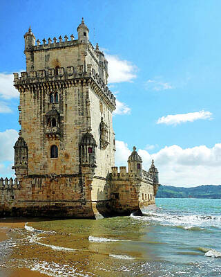 Fantasy Digital Art - Belem Castle Tower of Saint Vincent Medieval Fort Lisbon Portugal by Irina Sztukowski