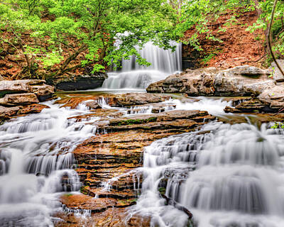 Royalty-Free and Rights-Managed Images - Bella Vista Tanyard Falls Cascading Waterscape - Northwest Arkansas by Gregory Ballos