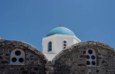 Shaken Or Stirred - Belltower and bells on Greek Orthodox church in Oia by Steven Heap