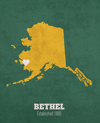 Minimalist Movie Posters 2 - Bethel Alaska City Map Founded 1885 University of Alaska Anchorage Color Palette by Design Turnpike