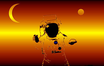 Science Fiction Mixed Media Royalty Free Images - Between the Moon and Mars Royalty-Free Image by David Lee Thompson