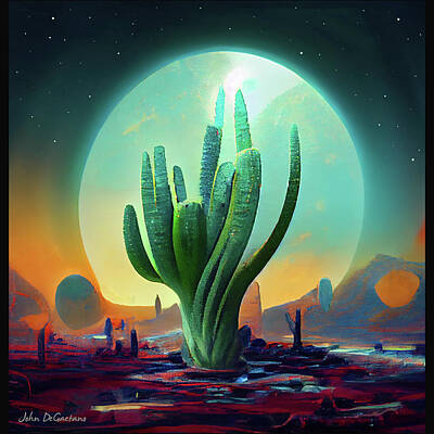 Science Fiction Mixed Media - Big Sky Cactus by John DeGaetano