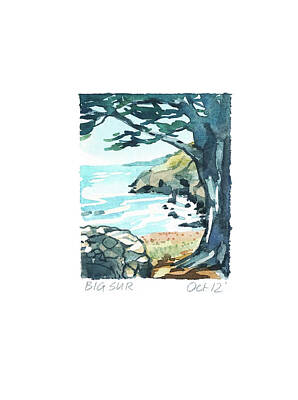 Global Design Abstract And Impressionist Watercolor - Big Sur by Luisa Millicent
