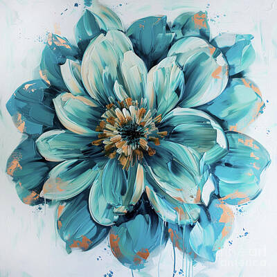 Royalty-Free and Rights-Managed Images - Big Teal Dahlia by Tina LeCour
