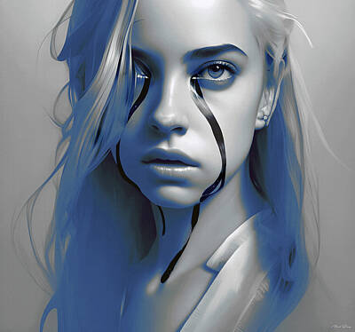Musicians Drawings Rights Managed Images - Billie Eilish Royalty-Free Image by Mal Bray
