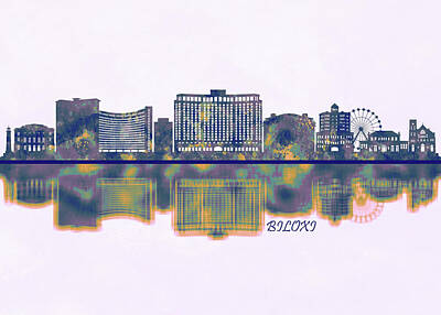 Abstract Skyline Mixed Media - Biloxi Skyline by NextWay Art