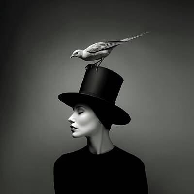 Animals Digital Art - Bird Knows the Top Hat by YoPedro