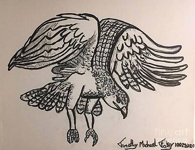 Birds Drawings Royalty Free Images - Bird Of Prey Sharpie Royalty-Free Image by Timothy Foley