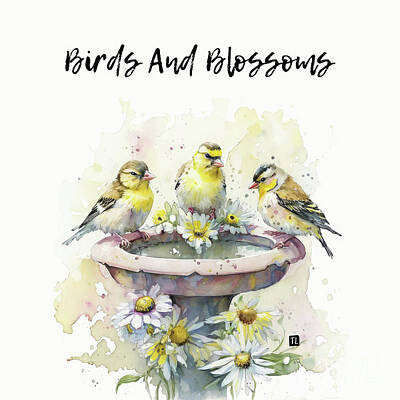 Birds Royalty-Free and Rights-Managed Images - Birds And Blossoms by Tina LeCour