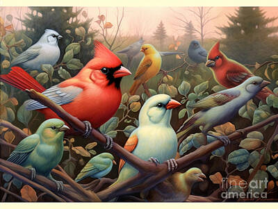 Animals Paintings - Birds  dee  by Asar Studios by Celestial Images