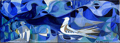 Animals Paintings - Birds In Blue by Zora Design