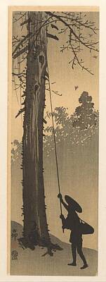 Landscapes Paintings - Birds nest robber by Ohara Koson