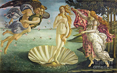 Cities Paintings - Birth of Venus - Botticelli by Sad Hill - Bizarre Los Angeles Archive