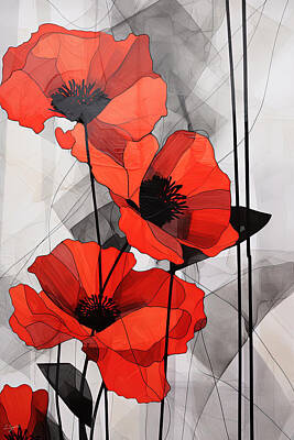 Royalty-Free and Rights-Managed Images - Black and Red Modern Paintings by Lourry Legarde
