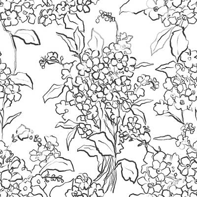 Abstract Flowers Drawings - Black and White Hand Drawn Flowers by Toni Grote