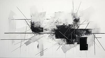 Abstract Landscape Paintings - Black and White Landscapes Explore Coexistence by Lourry Legarde
