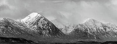 Childrens Room Animal Art - Black and white Majestic Winter panorama landscape image of moun by Matthew Gibson