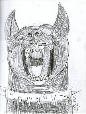 Mammals Drawings - Black Dog by Genevieve Esson