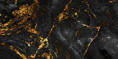 Abstract Drawings Rights Managed Images - black marble with golden veins, Black marble natural pattern, abstract black white and gold, black and yellow marble, hi gloss marble stone texture of digital wall tiles design.  Royalty-Free Image by Julien